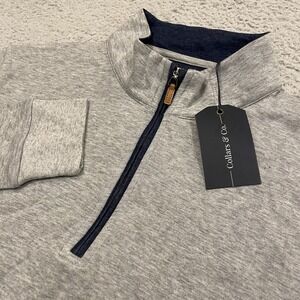 NWT Collars And Co 1/4 Zip Sweater Mens Medium Gray Pullover Cotton Modal Preppy